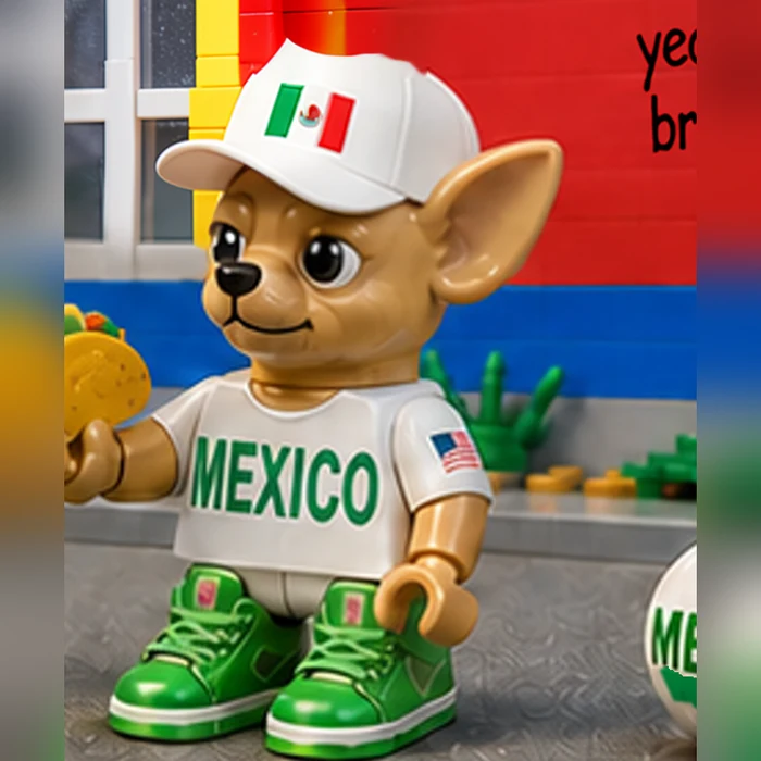 Mexico Kid sticker - chihuahua boy with MEXICO shirt and Mexico flag cap