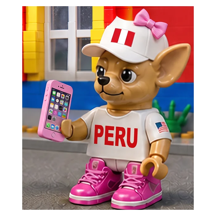 Peru Kid sticker - chihuahua with Peru flag cap
